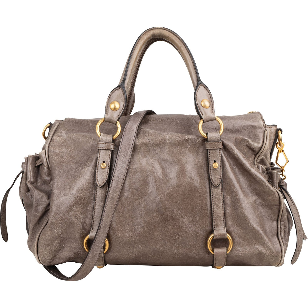 Miu Miu Drawstring Satchel aus Vitello-Lux-Leder – Ansicht 4