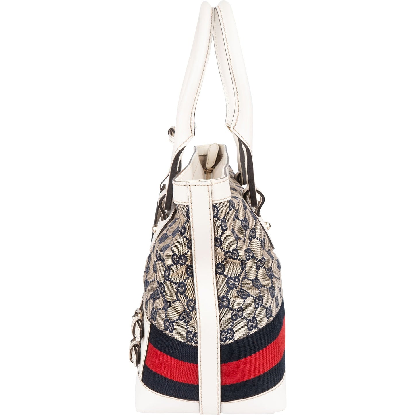 Gucci Monogram GG Canvas Sherry Line White Tote Shoulder Bag
