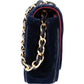 Chanel Chevron Velvet Half Moon Single Flap Crossbody Bag