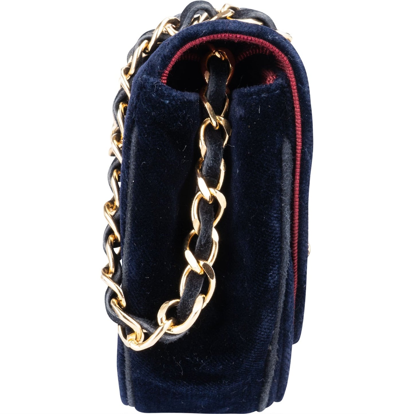 Chanel Chevron Velvet Half Moon Single Flap Crossbody Bag