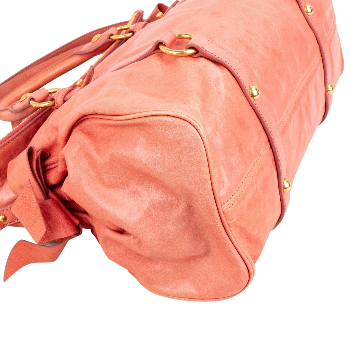 Miu Miu Pink Vitello Lux Leather Bow Handbag
