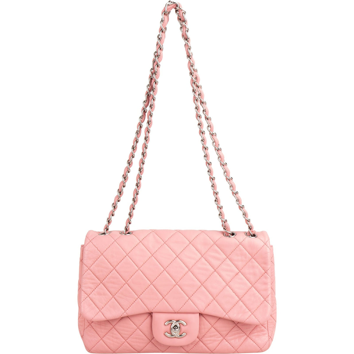 Chanel Quilted Soft Lambskin Palladium Jumbo Single Flap Crossbody Bag