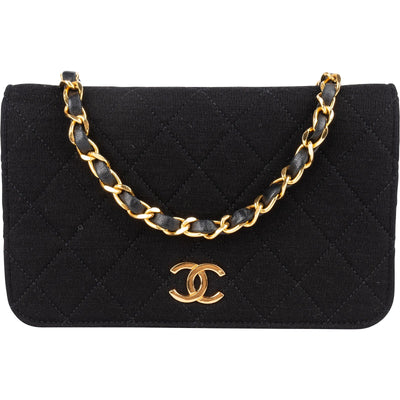Chanel Quilted Cotton 24K Gold Single Flap Shoulder Bag