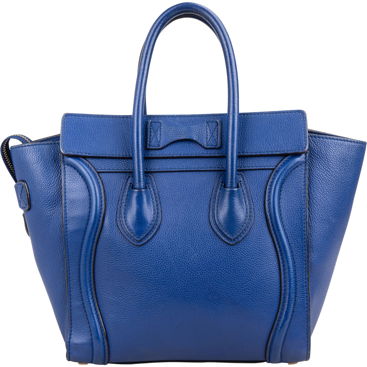 Céline Bleu Grained Calfskin Luggage Handbag