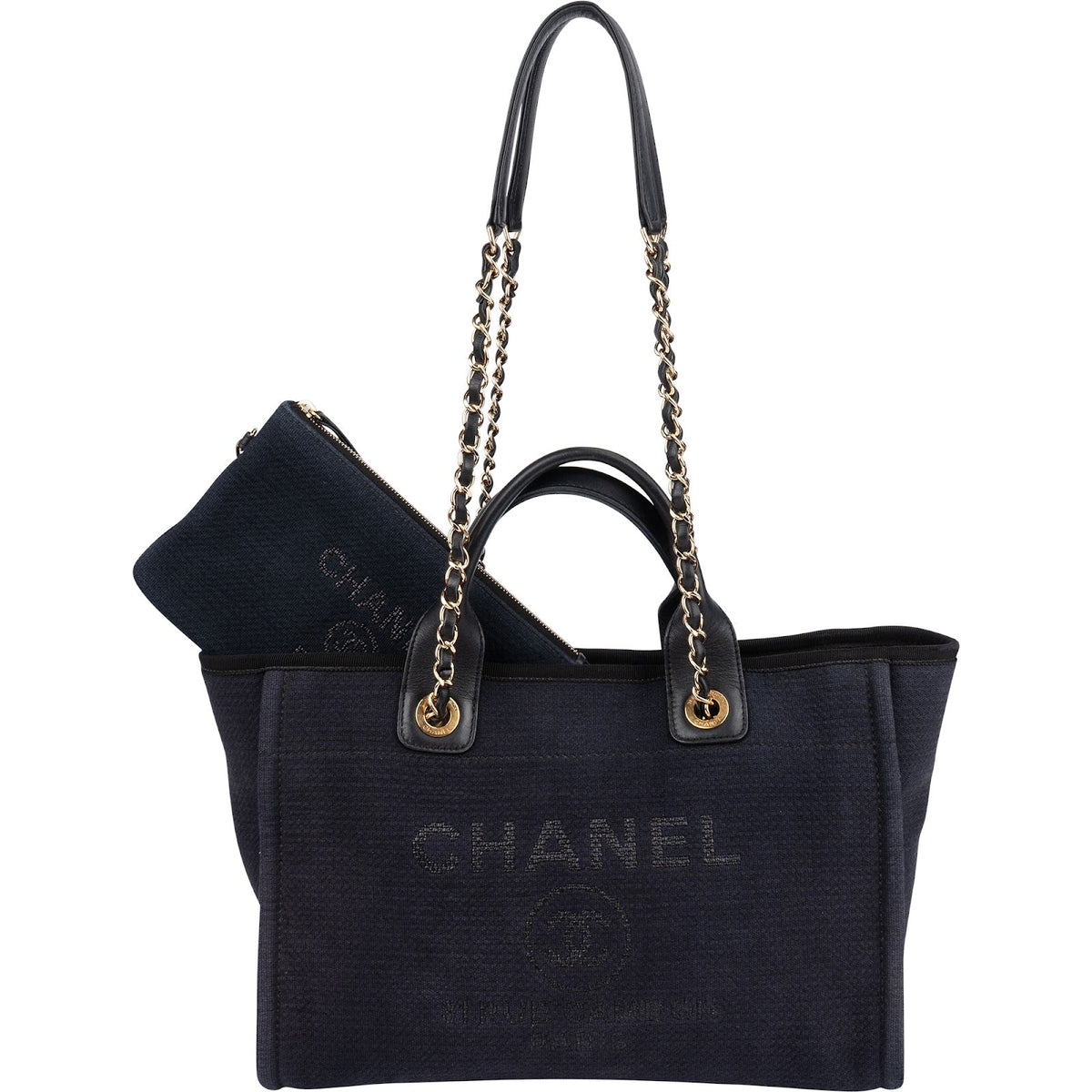 Chanel Canvas Deauville Small Tote Shoulder Bag