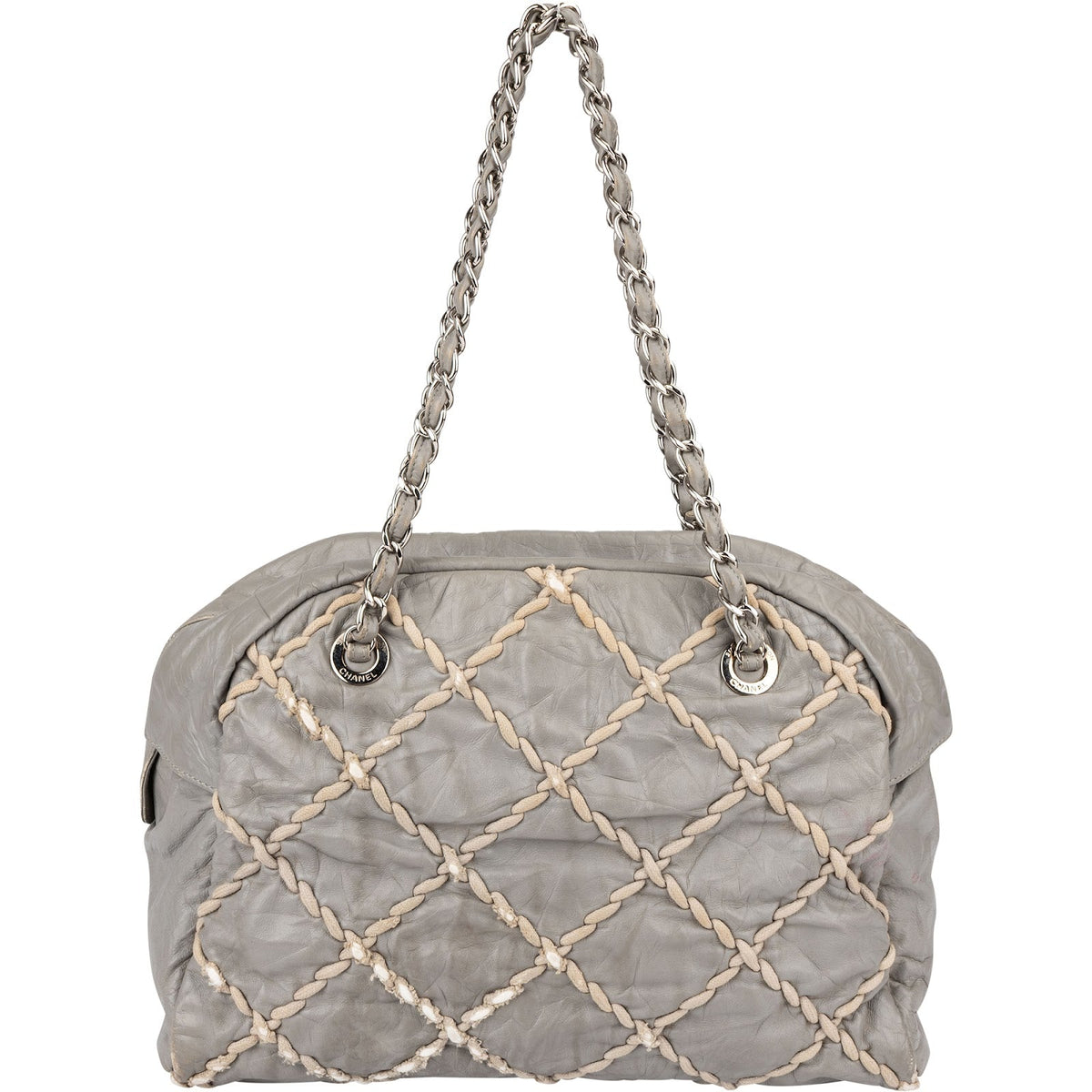 Chanel Crinkled Leather Braided Bowler Shoulder Bag