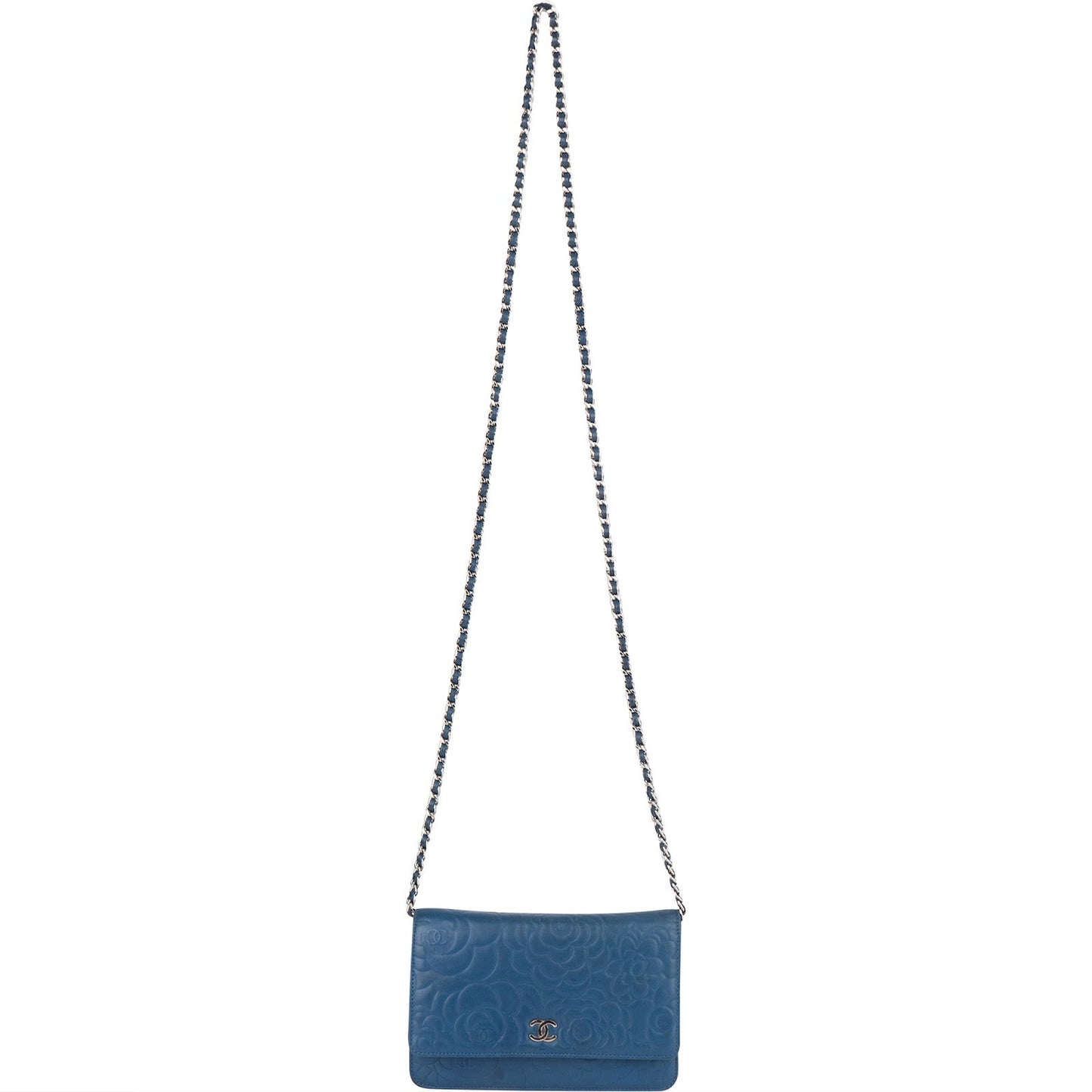 Chanel Embossed Leather Camellia Wallet On Chain Crossbody Bag