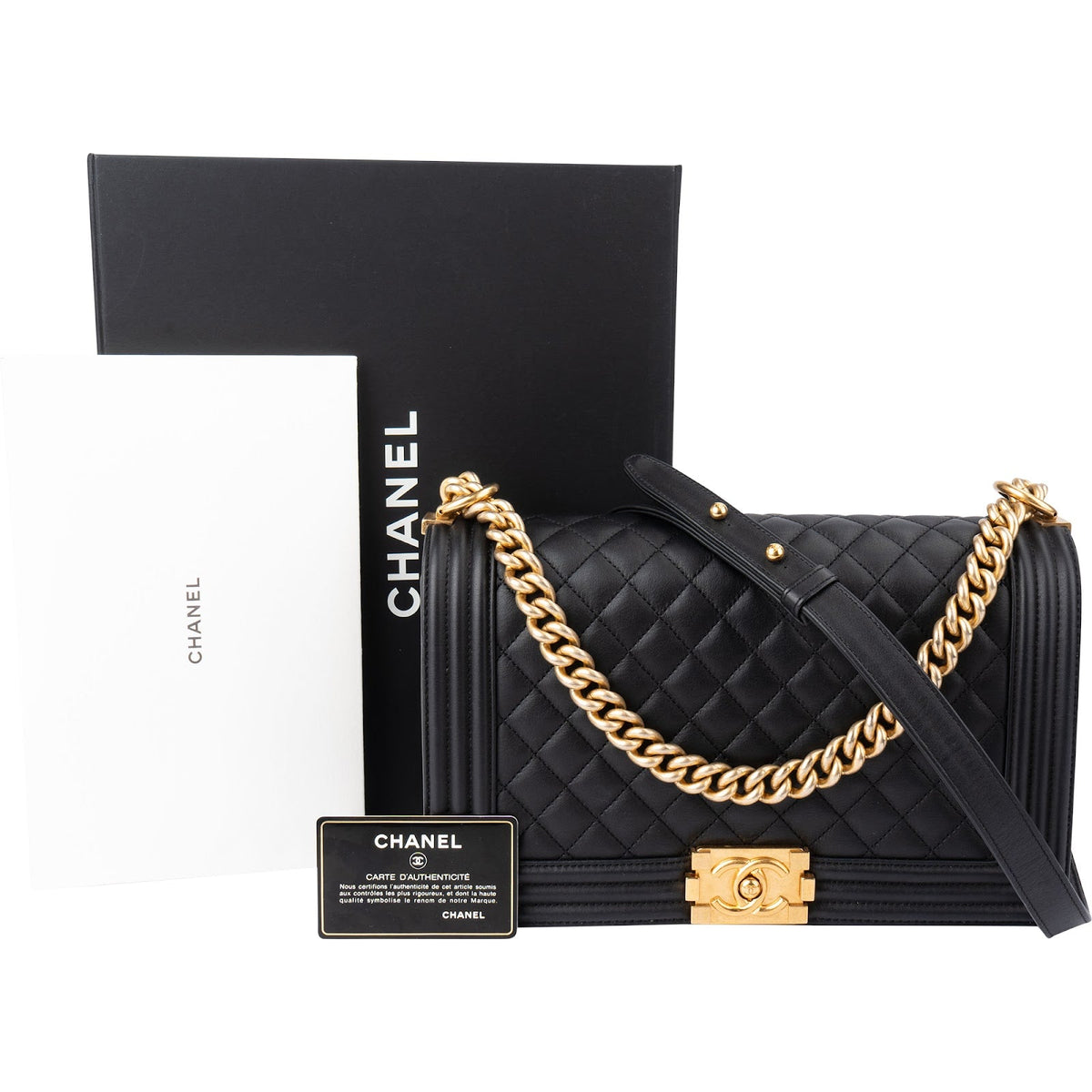 Chanel Quilted Lambskin New Medium Boy Single Flap Crossbody Bag