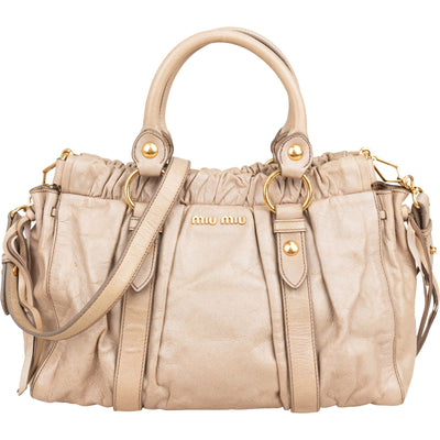 Miu Miu Vitello Lux Bauletto Satchel Handbag