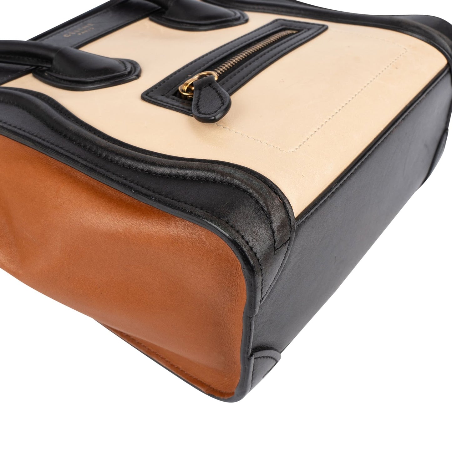 Céline Tricolor Leather Luggage Handbag