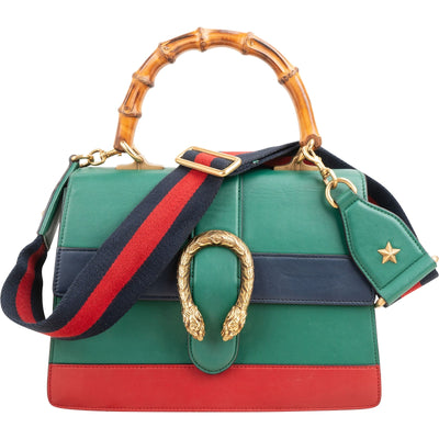 Gucci Multicolor Leather Dionysus Bamboo Top Handle Crossbody Handbag