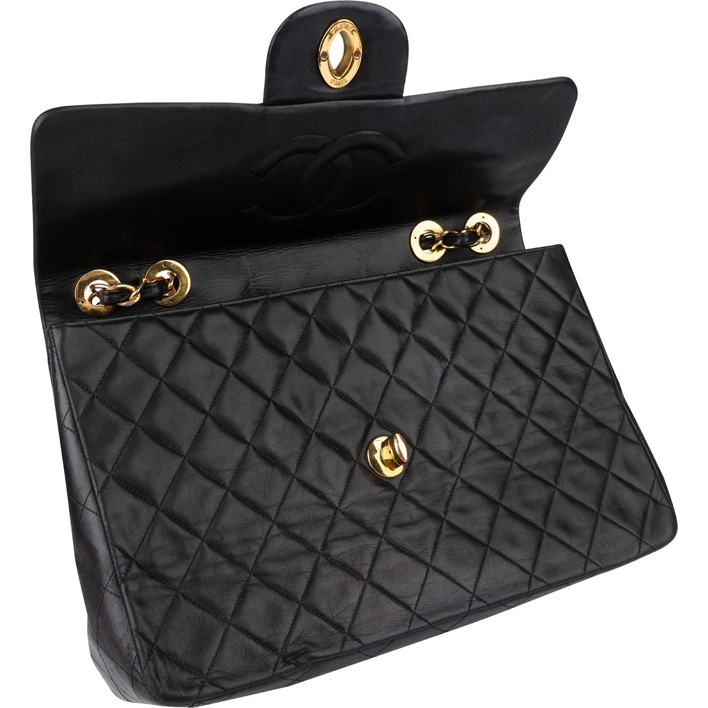 Chanel Quilted Lambskin 24K Gold Maxi Single Flap Crossbody Bag