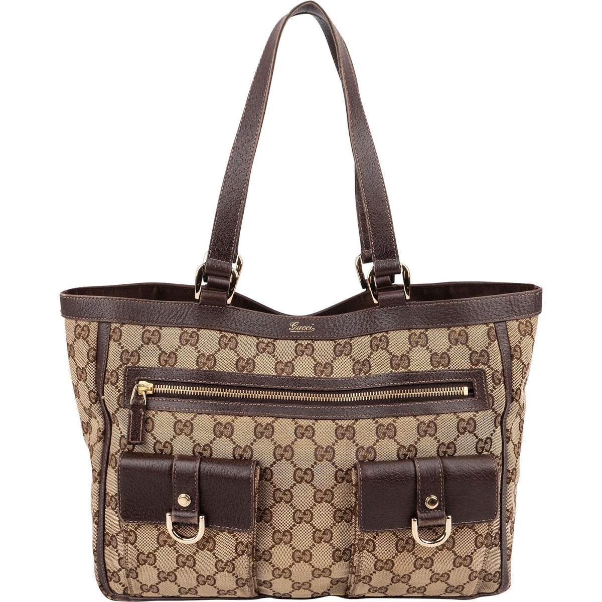 Gucci Monogram GG Abbey D-Ring Double Pocket Tote Shoulder Bag