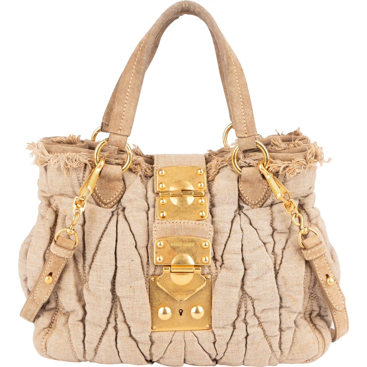 Miu Miu Quilted Fabric City Handbag