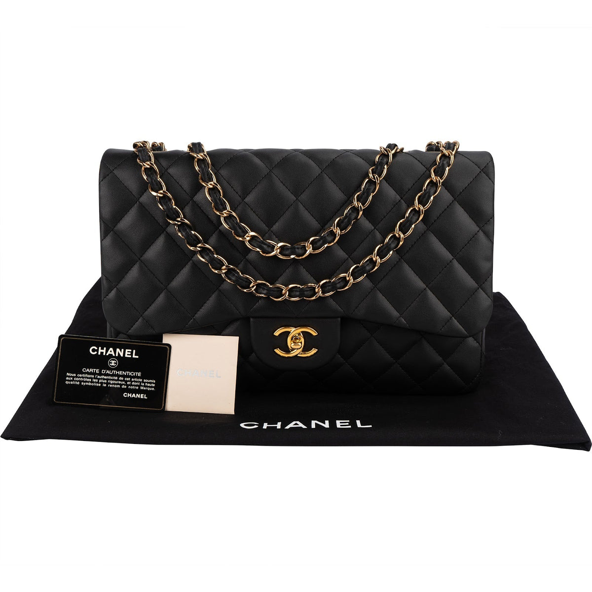 Chanel Quilted Lambskin Jumbo Single Flap Shoulder Crossbody Bag