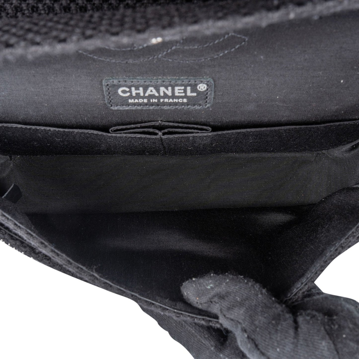 Chanel Sequin Embellished Woven CC Medium Double Flap Shoulder Bag