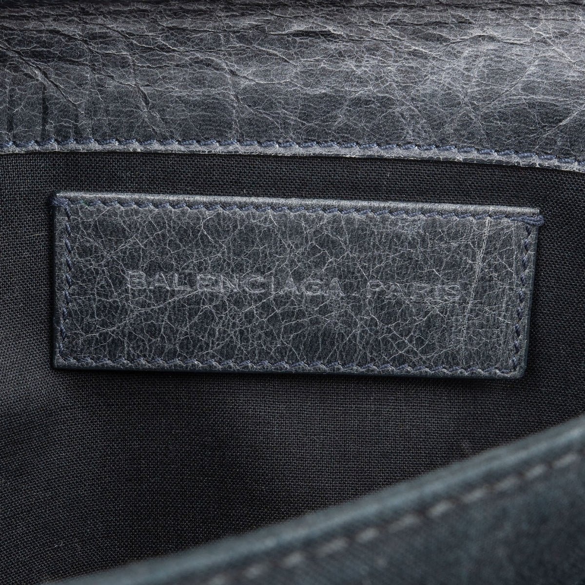 Balenciaga Grey Blue Leather GHW Envelope City Clutch