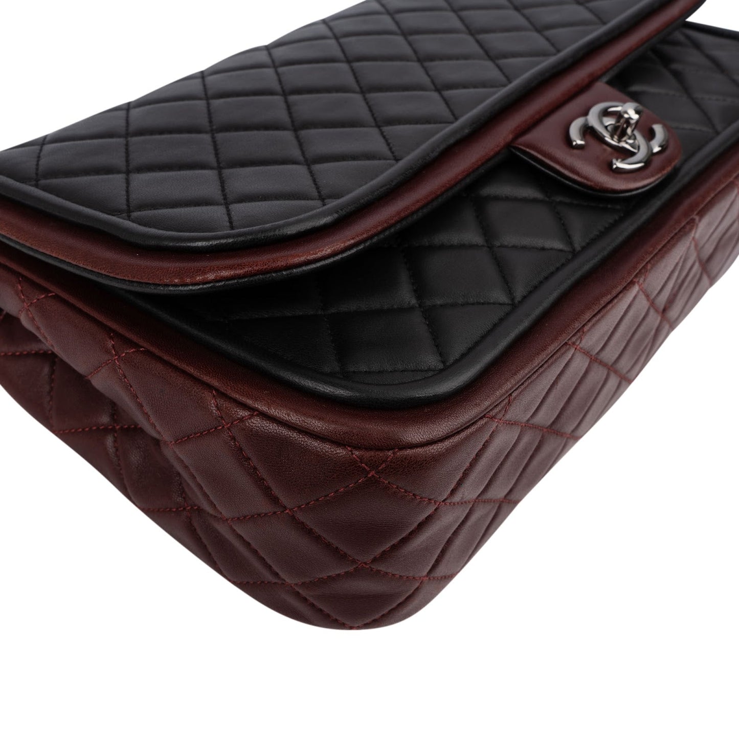 Chanel Quilted Lambskin Bicolor Jumbo Single Flap Shoulder Bag
