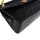 Chanel Navy Quilted Satin Top Bar 24K Gold Single Flap Small Crossbody Bag