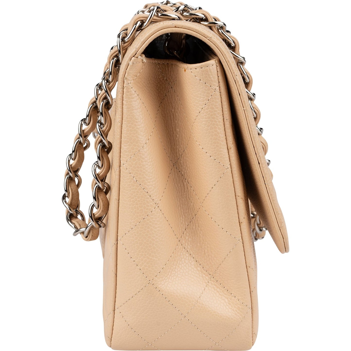 Chanel Quilted Caviar Leather Palladium Jumbo Single Flap Crossbody Bag