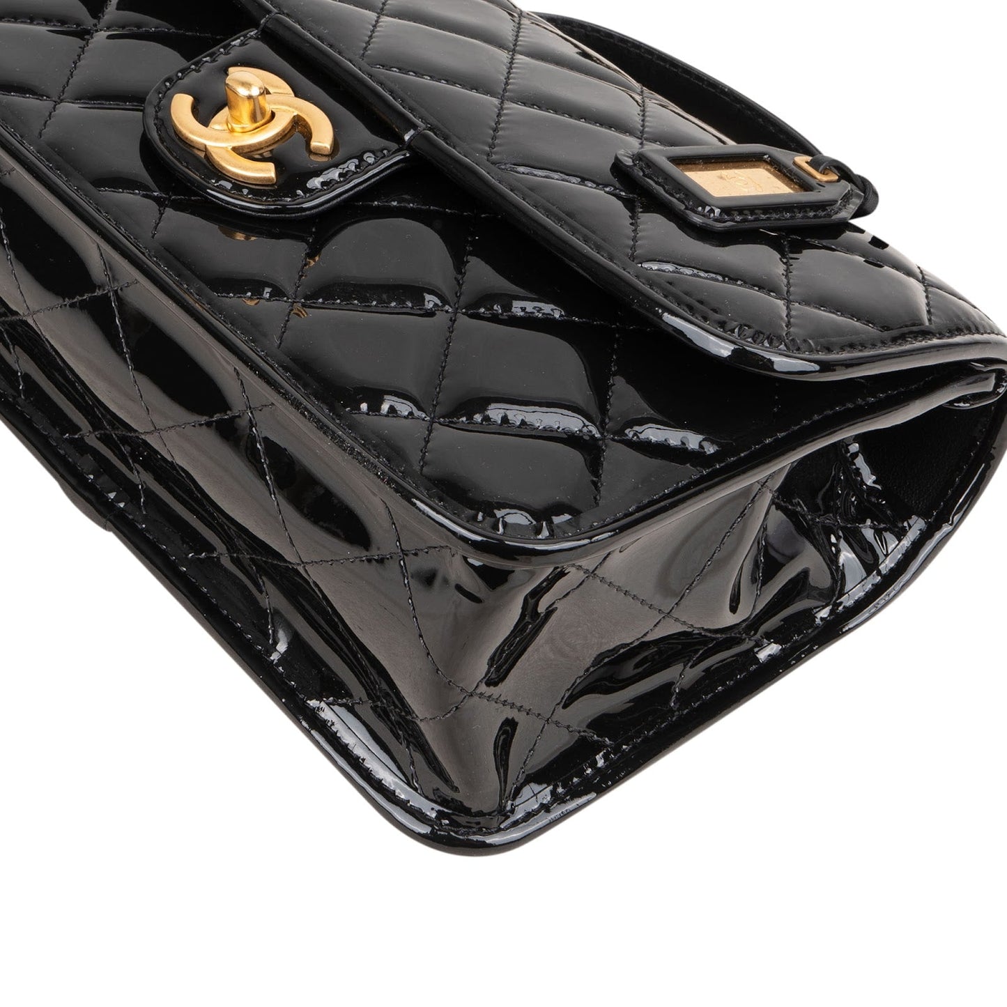 Chanel Quilted Patent Leather Top Handle Handbag