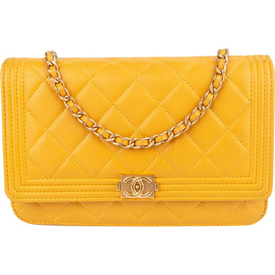 Chanel Quilted Lambskin Small Boy Wallet On Chain Crossbody Bag