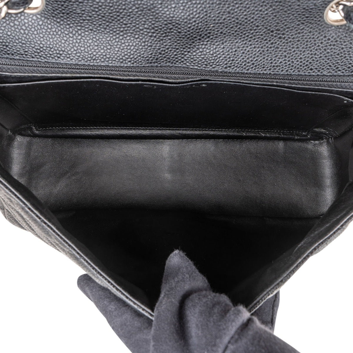 Chanel Quilted Caviar Leather Jumbo Single Flap Crossbody Bag