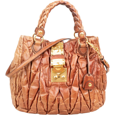Miu Miu Matelassé Leather Coffer Handbag