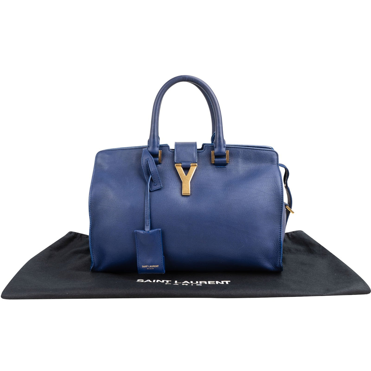 Yves Saint Laurent Blue Calfskin Cabas Chyc Handbag