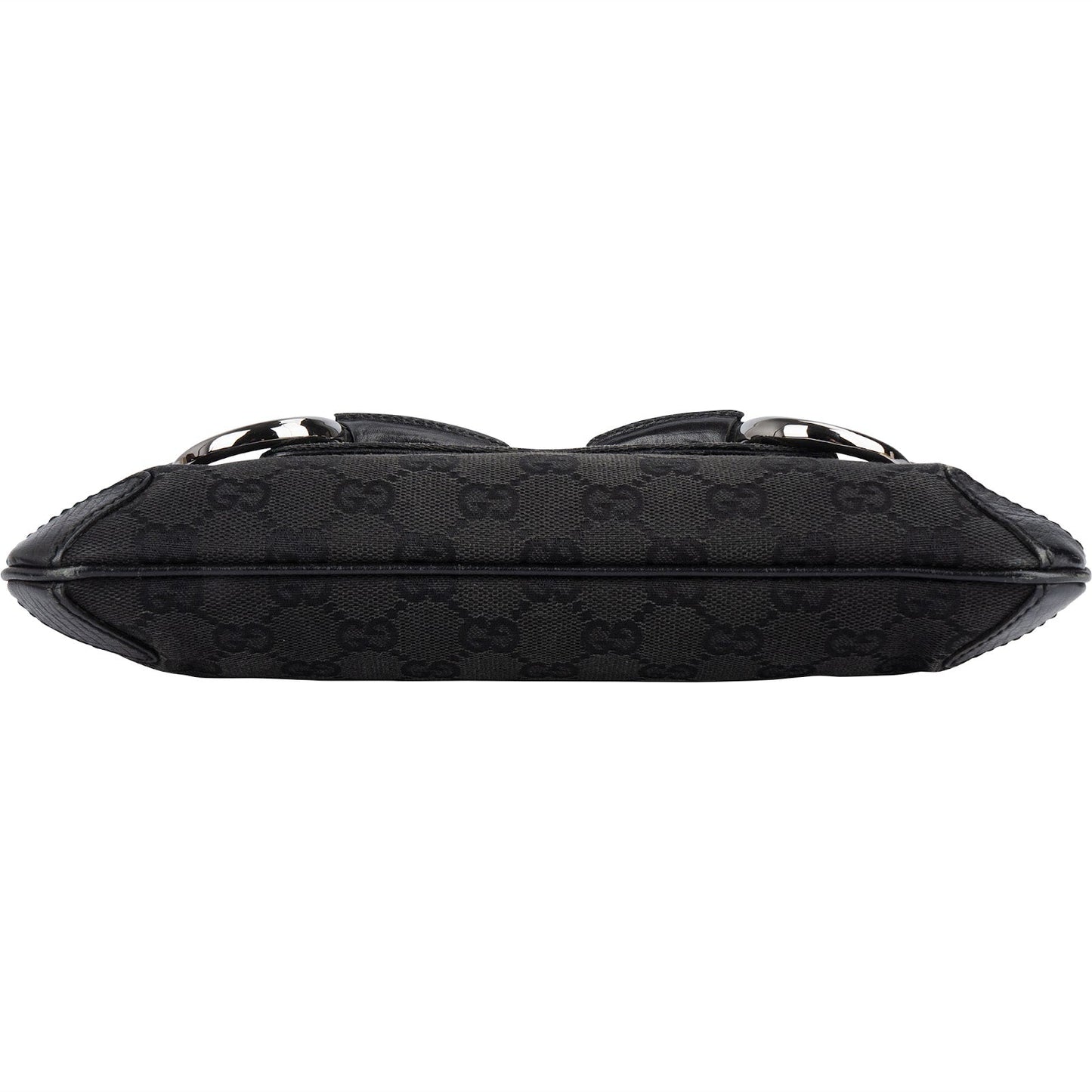 Gucci Monogram GG Black Horsebit Chain Pochette  Handbag