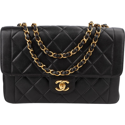 Chanel Quilted Lambskin Medium 24K Gold Single Flap Shoulder Bag