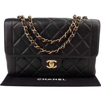 Chanel Quilted Lambskin Medium 24K Gold Single Flap Shoulder Bag