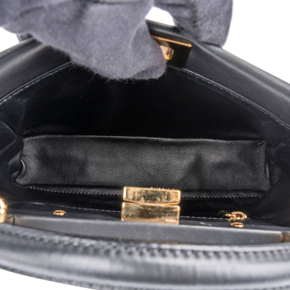 Fendi Black Leather Peekaboo Small Handbag