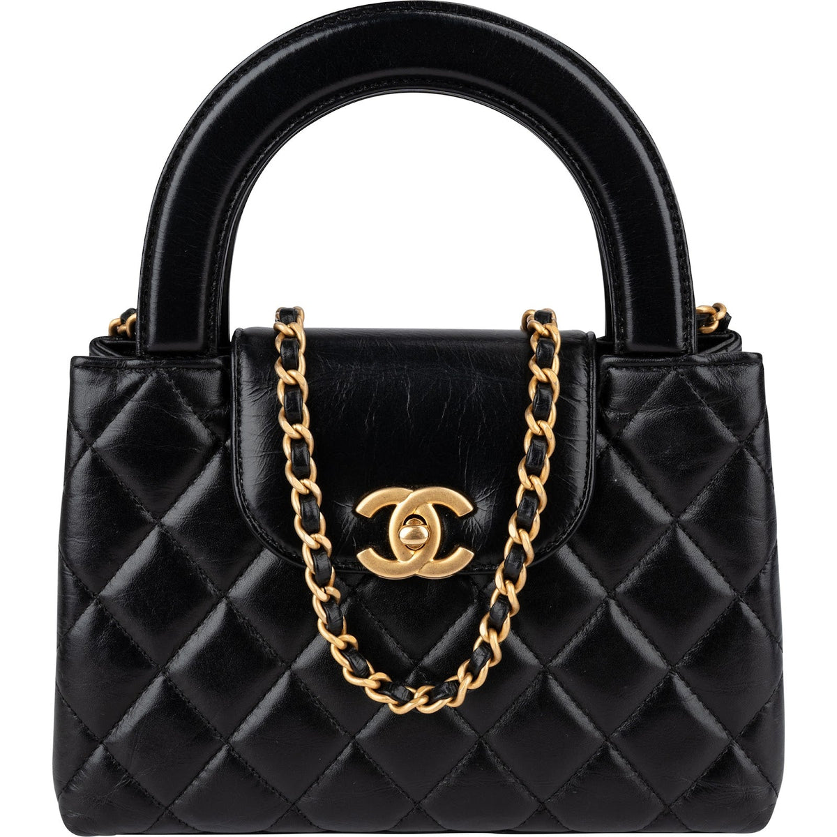 Chanel  Quilted Lambskin Kelly Top Handle Small Crossbody Handbag