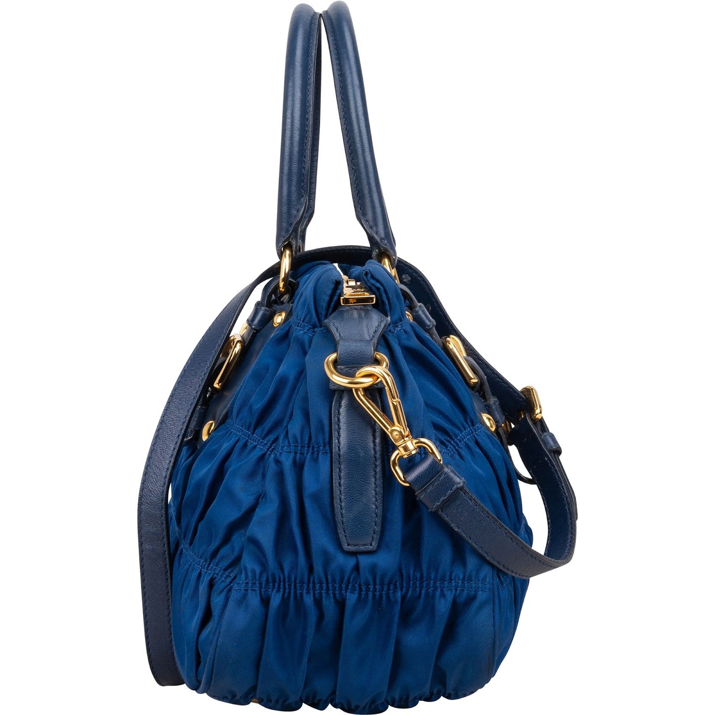 Prada Blue Tessuto Gaufre Satchel Handbag