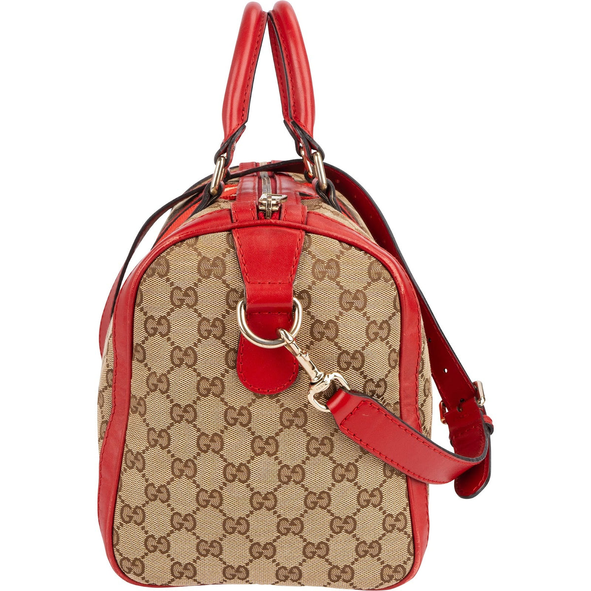 Gucci Monogram GG Canvas Vintage Web Boston Handbag