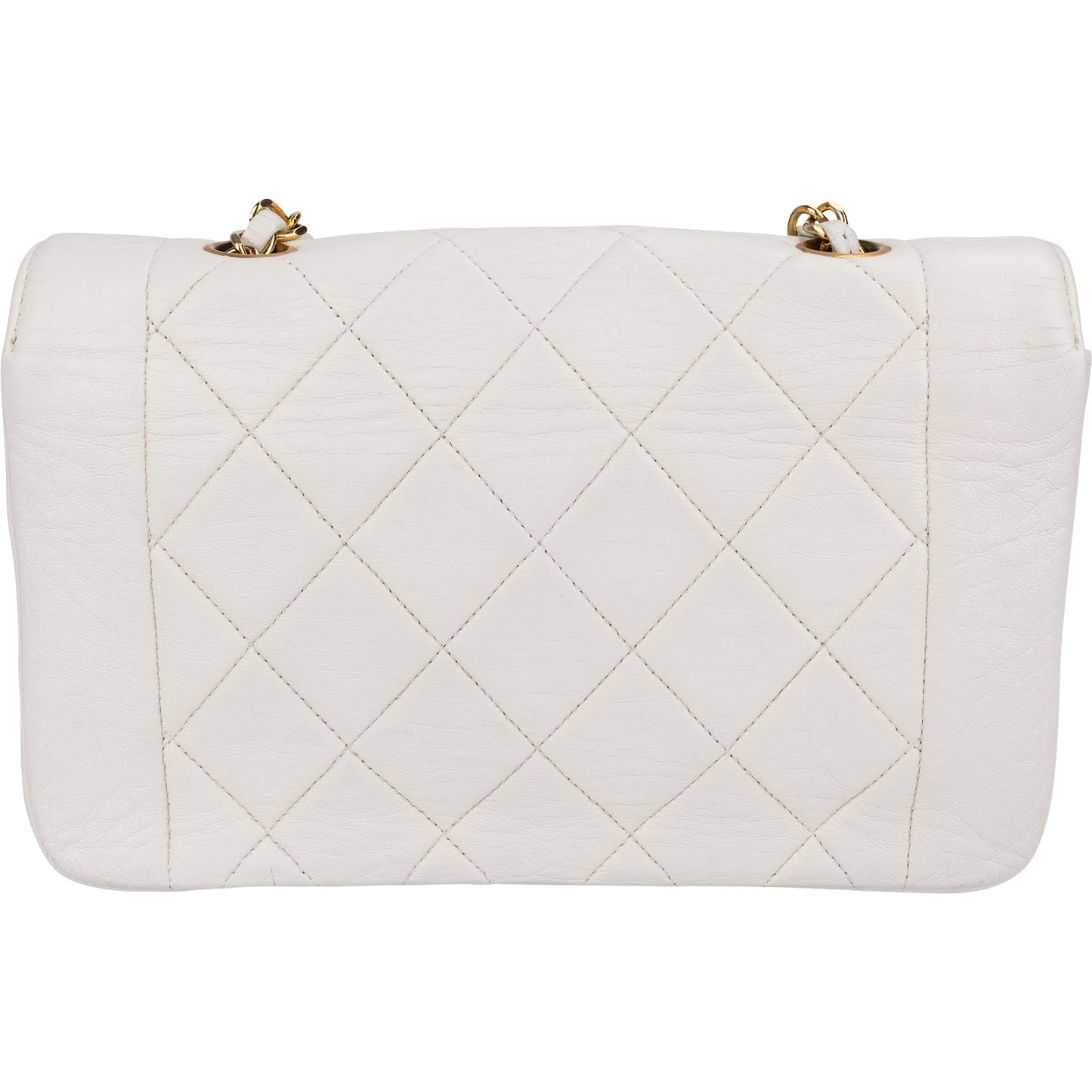 Chanel Quilted Lambskin 24K Gold Single Flap Diana Crossbody Bag