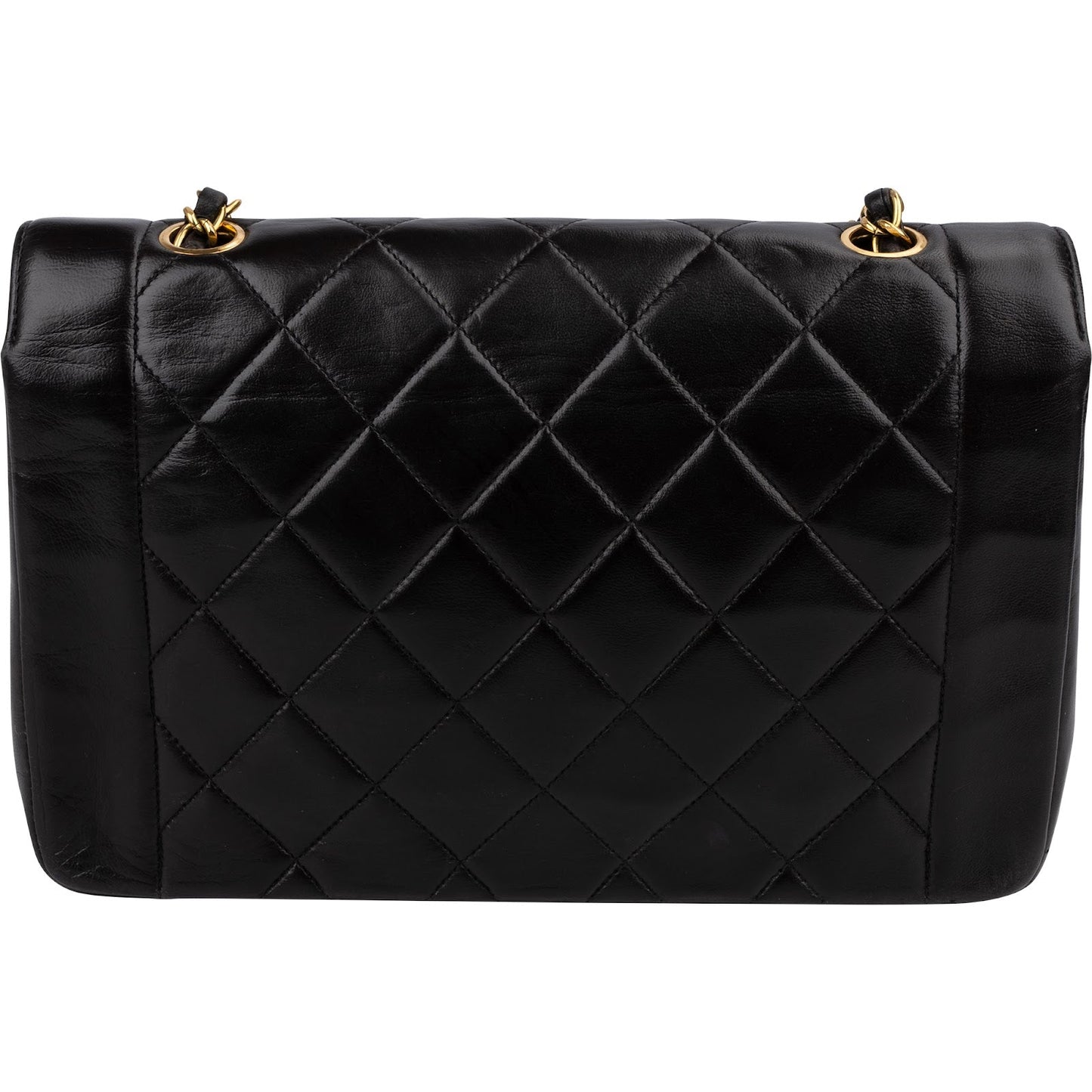 Chanel Quilted Lambskin 24K Gold Medium Diana Single Flap Crossbody Bag