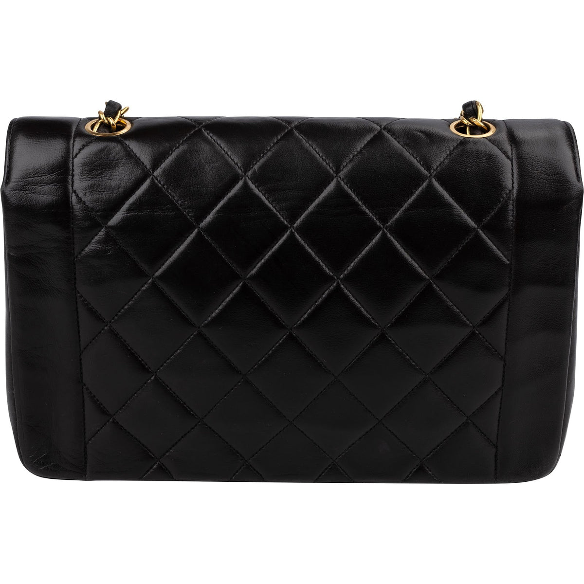 Chanel Quilted Lambskin 24K Gold Medium Diana Single Flap Crossbody Bag
