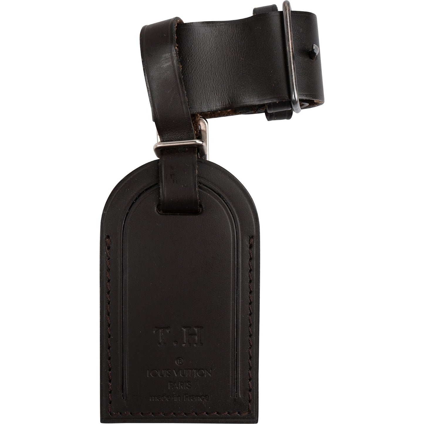 Louis Vuitton Noir Leather Luggage Tag Set (T.H)