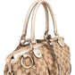 Gucci Monogram GG Canvas Metallic Leather Sukey Handbag