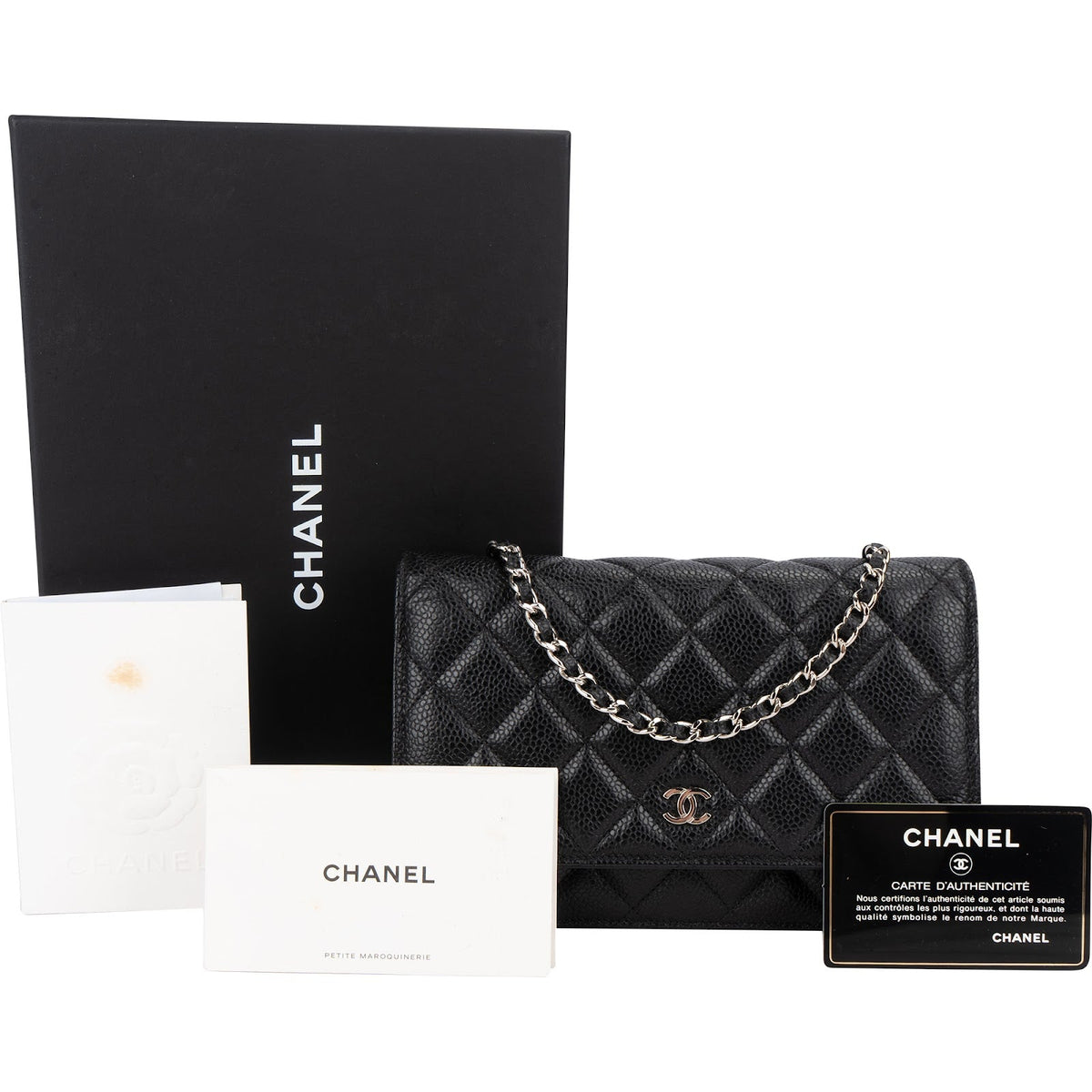 Chanel Quilted Caviar Leather Wallet on Chain Crossbody Bag