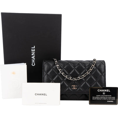 Chanel Quilted Caviar Leather Wallet on Chain Crossbody Bag