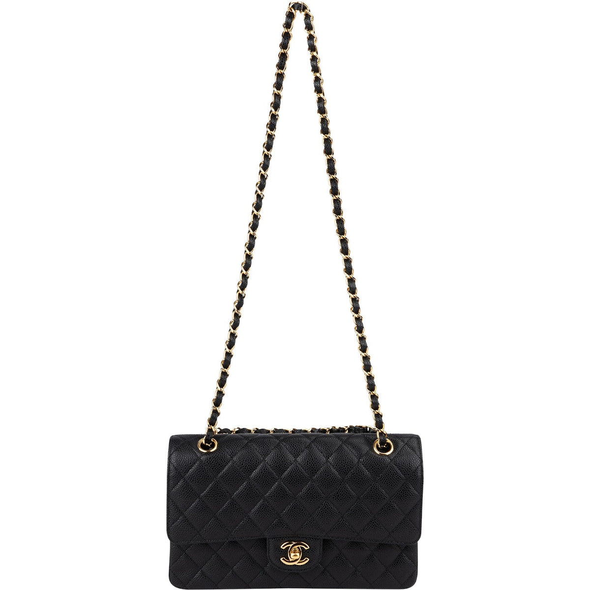 Chanel Quilted Caviar Leather Medium Double Flap Crossbody Bag