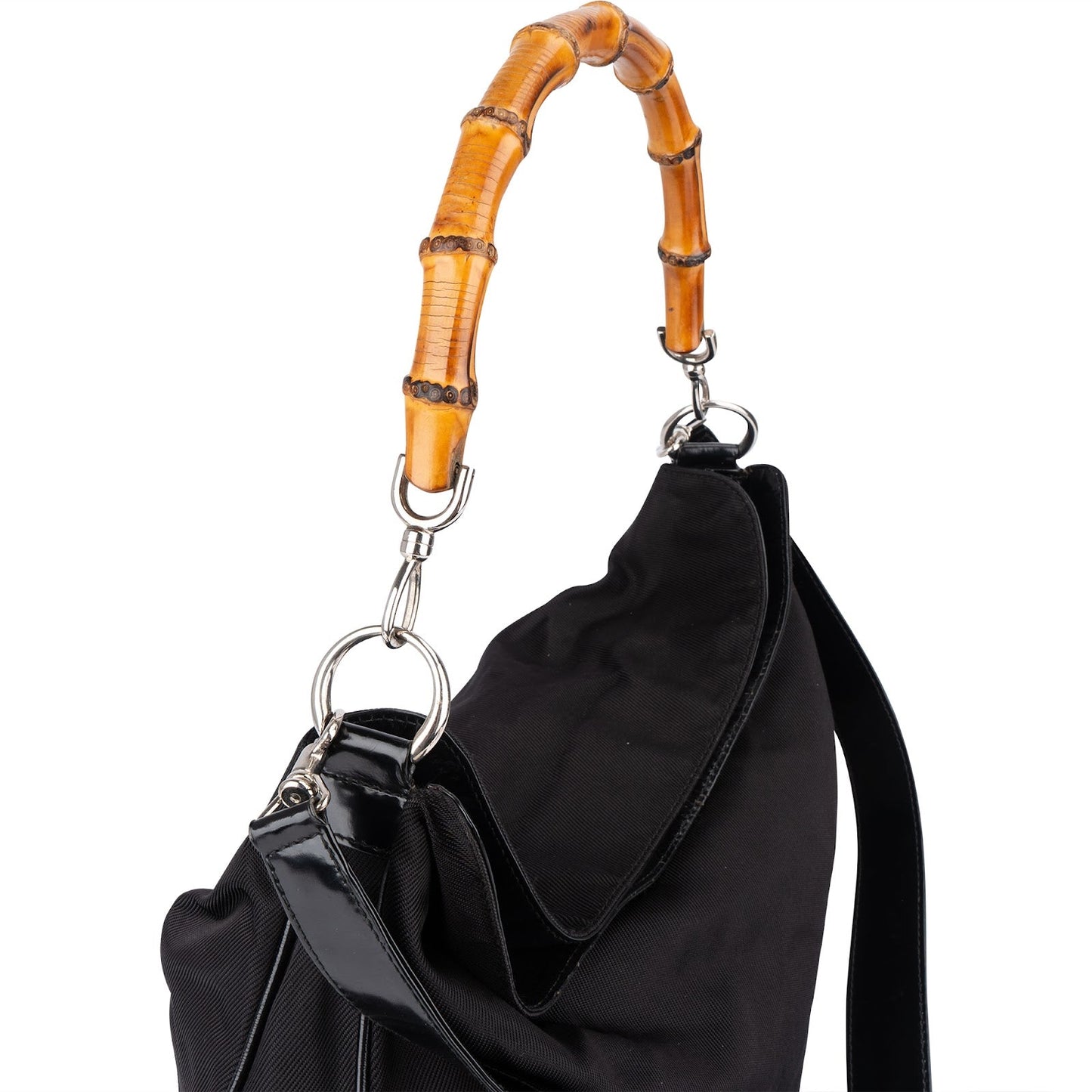 Gucci Nylon Bamboo Hobo Shoulder Bag