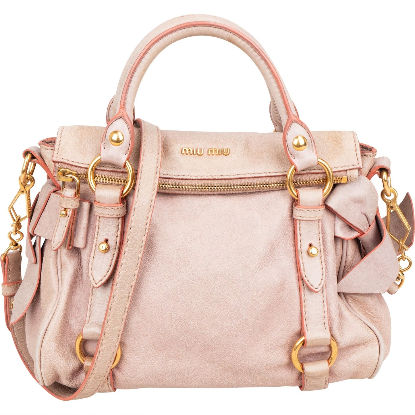 Miu Miu Vitello Lux Leather Small Bow Handbag