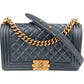 Chanel Quilted Grained Calfskin Medium Boy Single Flap Crossbody Bag