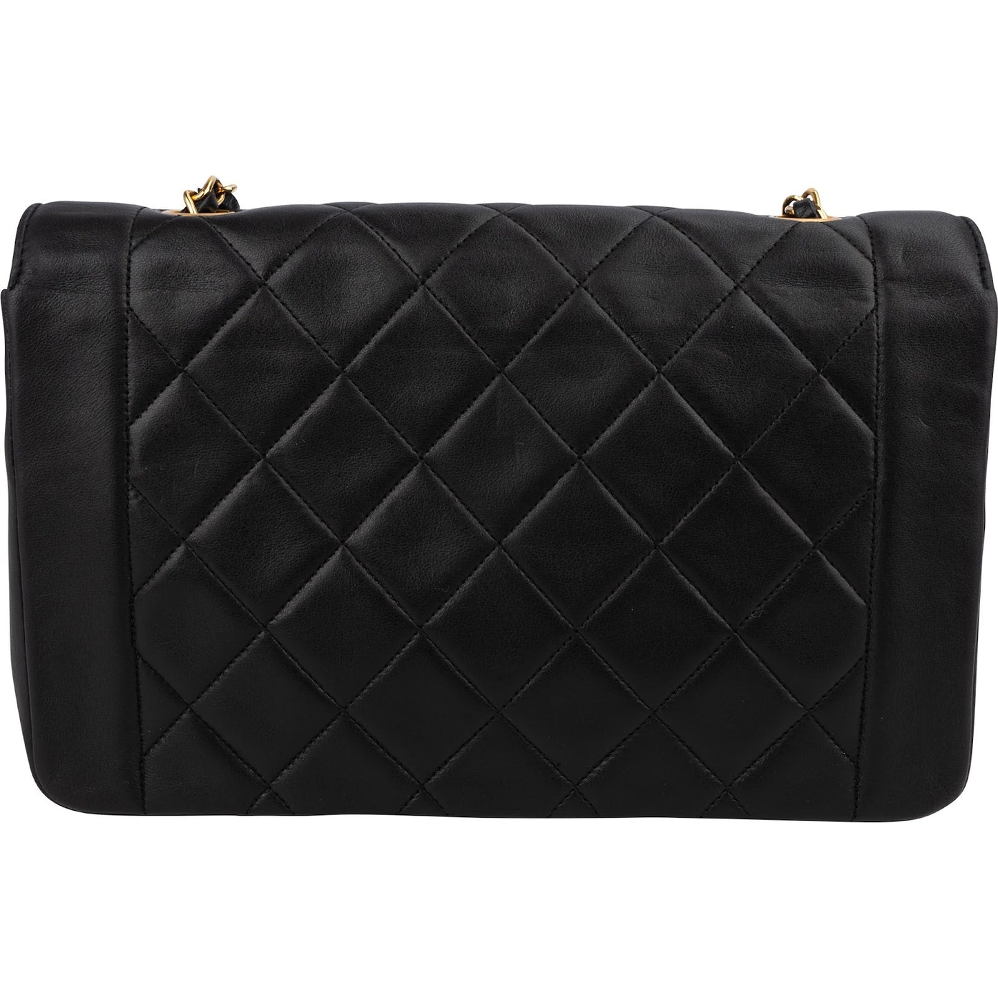 Chanel Quilted Lambskin 24K Gold Diana Single Flap Crossbody Bag
