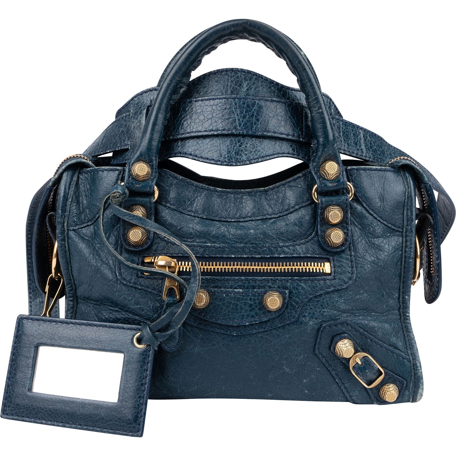 Balenciaga Blue Leather Mini City Handbag