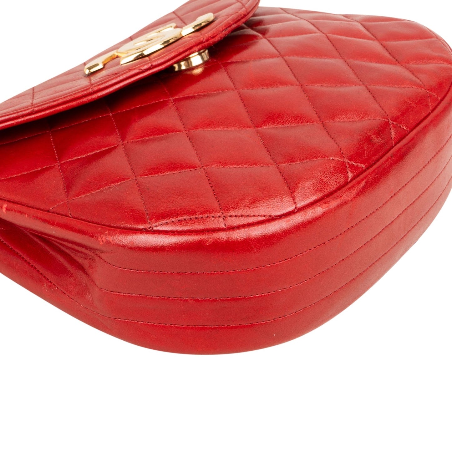 Chanel Quilted Lambskin Half Moon Single Flap Crossbody Bag
